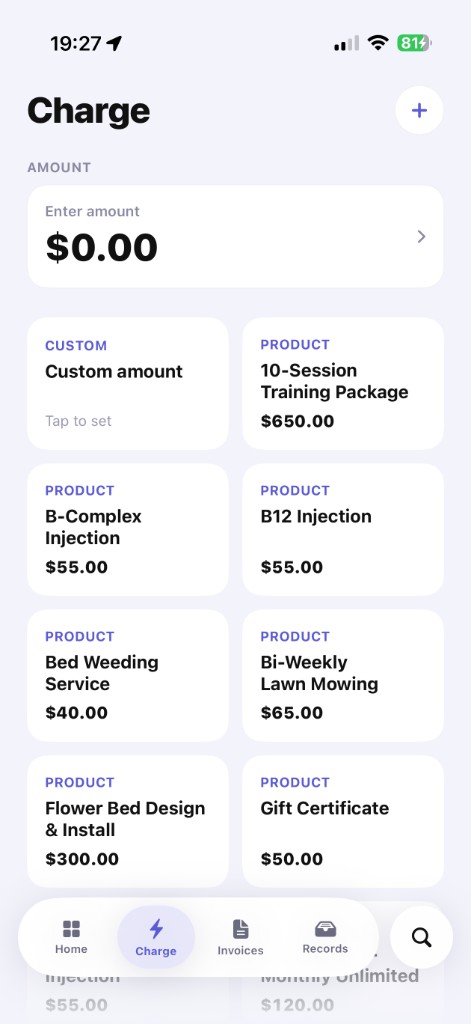 Plus on iPhone — Charge and get paid